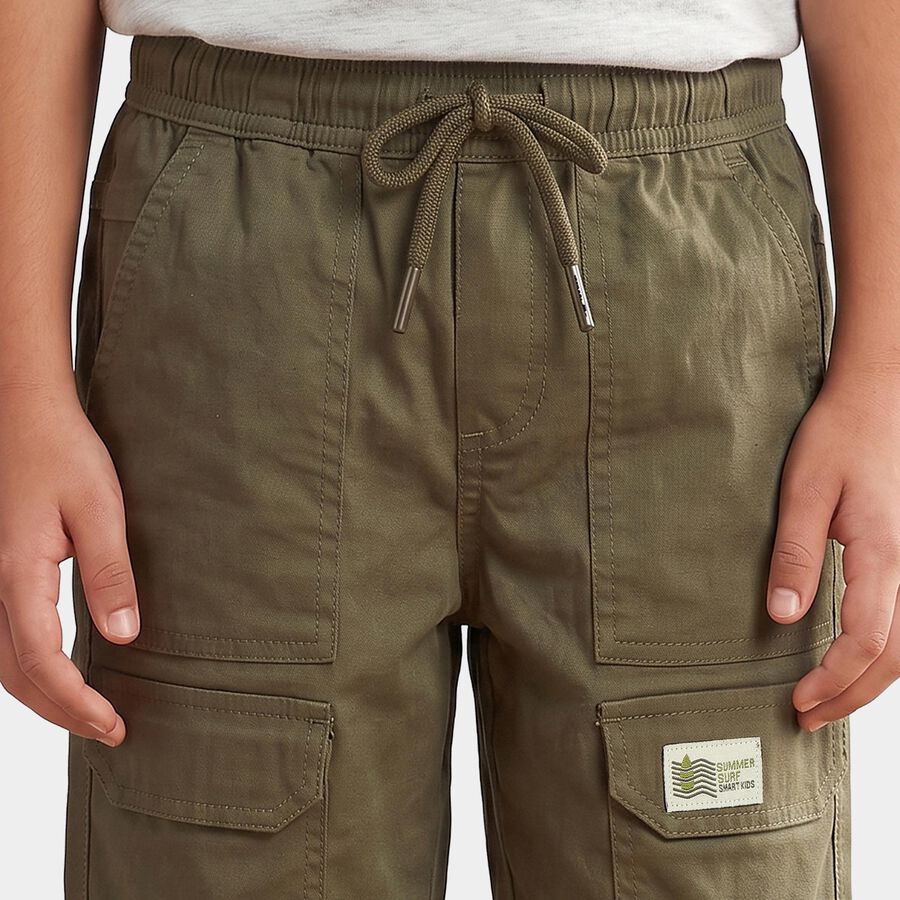 Boys' Olive Green Regular Fit Jamaican Shorts, Olive, large