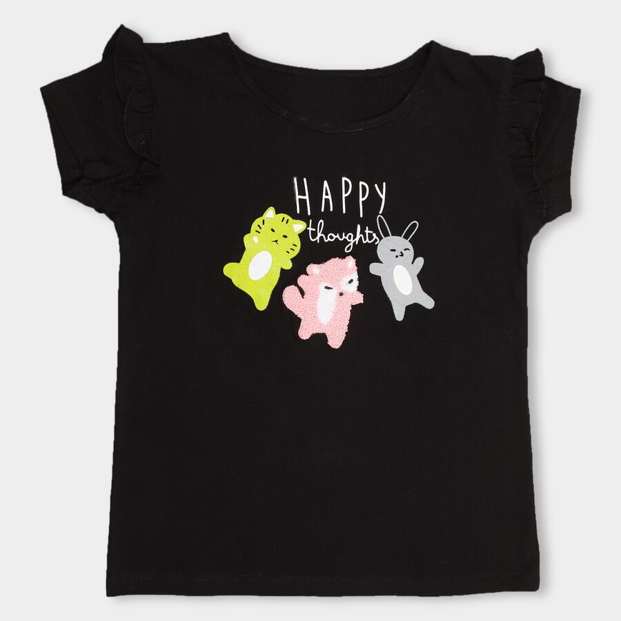 Girls' 100% Cotton T-Shirt , Black, large image number null