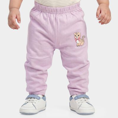 Infants' Lavender Jogger Fit Cartoon Printed Cotton Pyjama