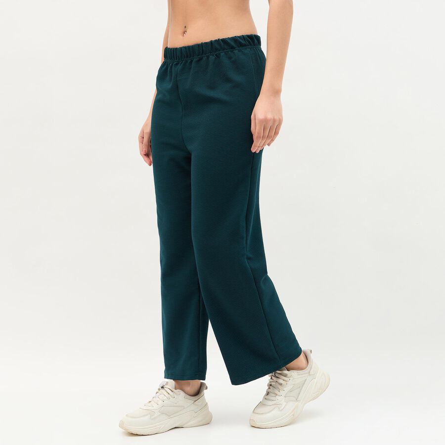 Women's Deep Teal Relaxed Fit Textured Harem Pants, Teal Blue, large