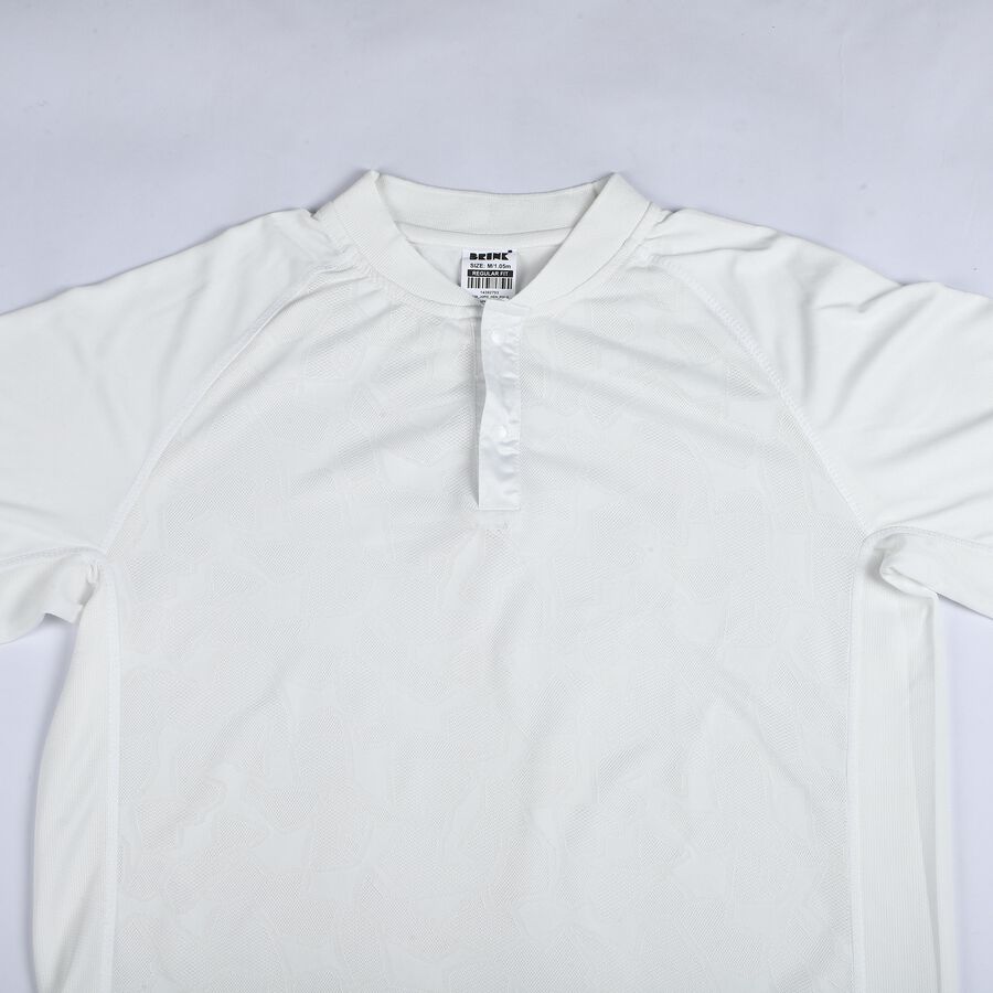Men's White Henley Neck Henley Drifit T-Shirt, Off White, large