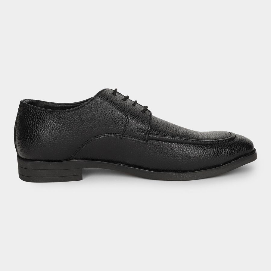 Men's Jet Black Lace-Up Formal Shoes, काला, large