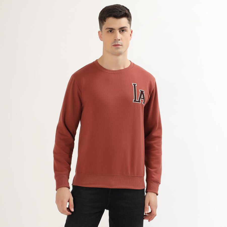 Men's Rust Crew Neck Casual Sweatshirt, Rust, large image number null