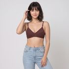 Women's Brown V-Neck Bralette Bra, Brown, small