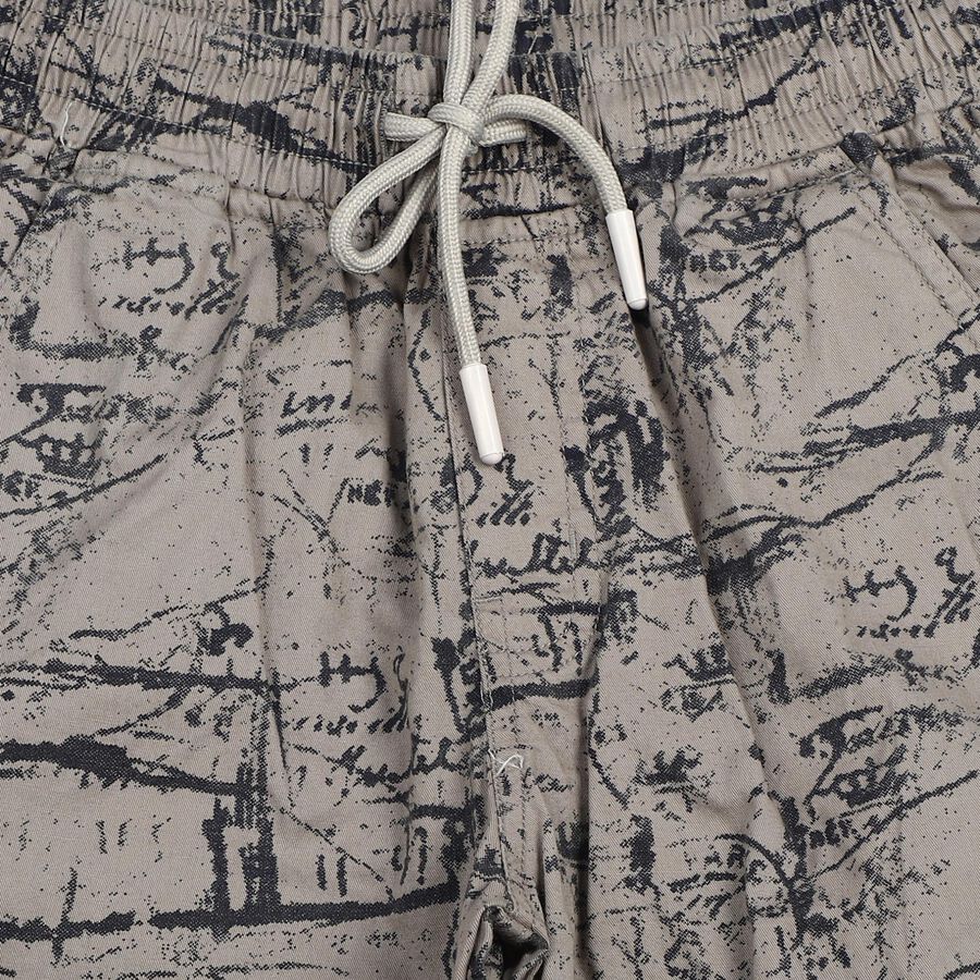 Boys' Grey Relaxed Fit Printed Cotton Jamaican Shorts, Light Grey, large
