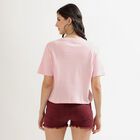 Women's Soft Pink Cotton Round Neck Crop T-Shirt, Pink, small image number null