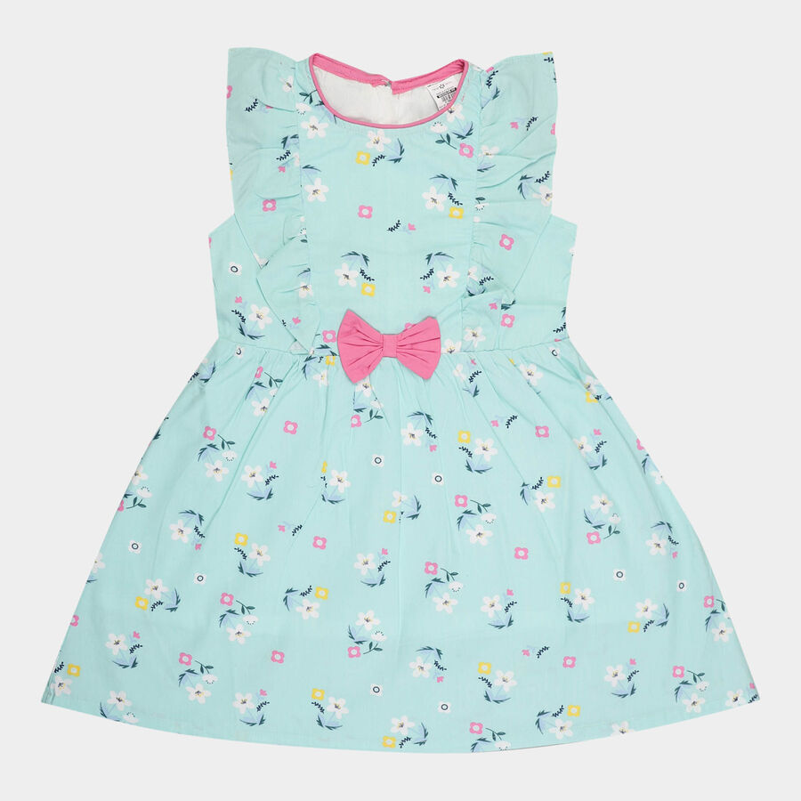 Girls Cotton Frock, Light Green, large image number null