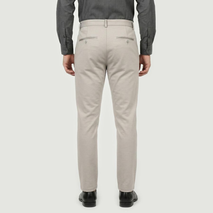 Men's Silver Slim Fit Flat-Front Trousers, सिल्वर, large