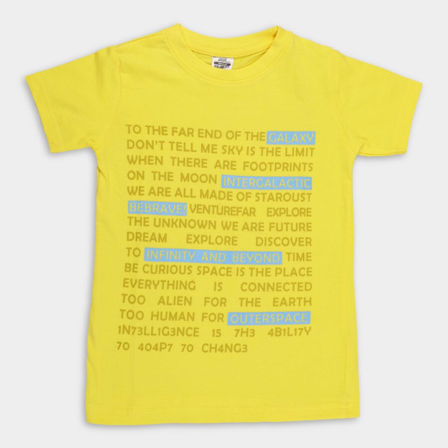 Boys' 100% Cotton Half Sleeves T-Shirt , Yellow, large image number null