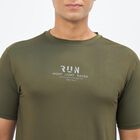 Men's Muted Olive Green Crew Neck Athleisure Drifit T-Shirt, ओलिव, small