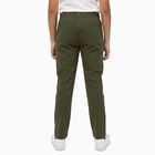 Boys' Olive Green Straight Fit Elastic Waist Trousers, ओलिव, small image number null