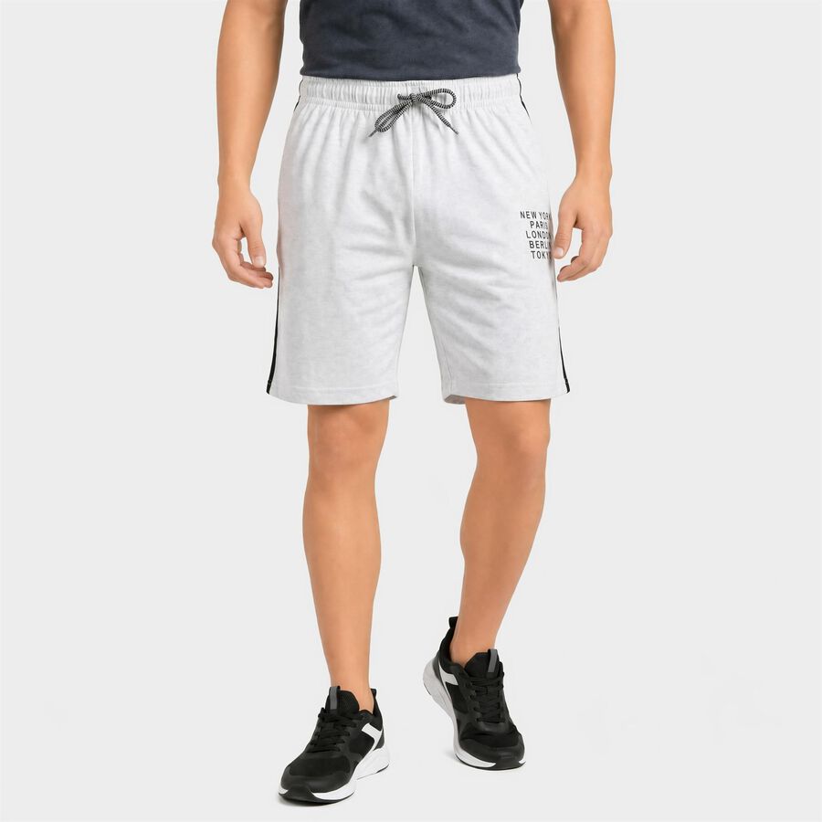 Men's Grey Regular Fit Athletic Bermuda Shorts, Melange Mid Grey, large