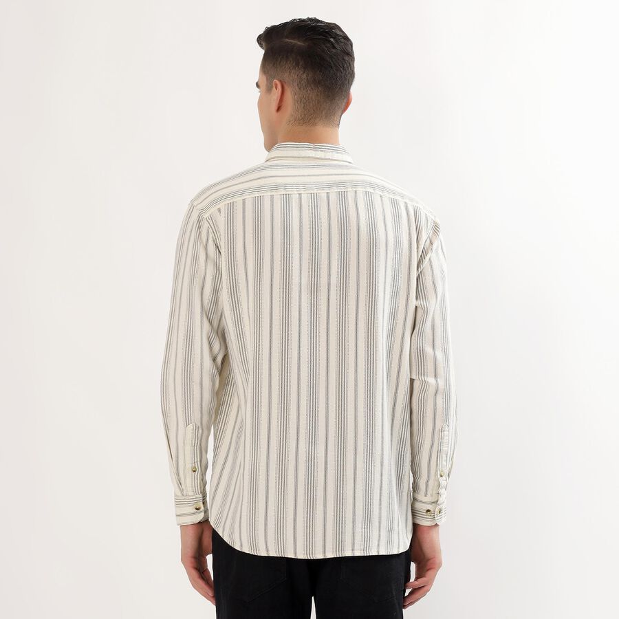 Men's Rich Eggshell White Cotton Classic Collar Casual Shirt, ऑफ व्हाइट, large image number null