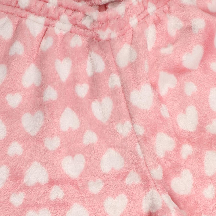 Girls Soft Pink Heart Print Long Sleeve Casual Hipster Set, हल्का गुलाबी, large image number null