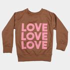 Girls' Brown Crew Neck Pullover Sweatshirt, भूरा, small