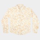 Boys White Printed Casual Shirt, White, small
