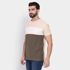 Men's 100% Cotton Round Neck Half Sleeves T-Shirt , Khaki, small