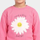 Girls' Pink Round Neck Pullover Sweatshirt, Pink, small