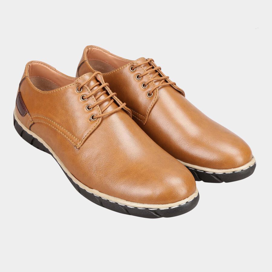 Men Lace-Ups Casual Shoes, Brown, large image number null