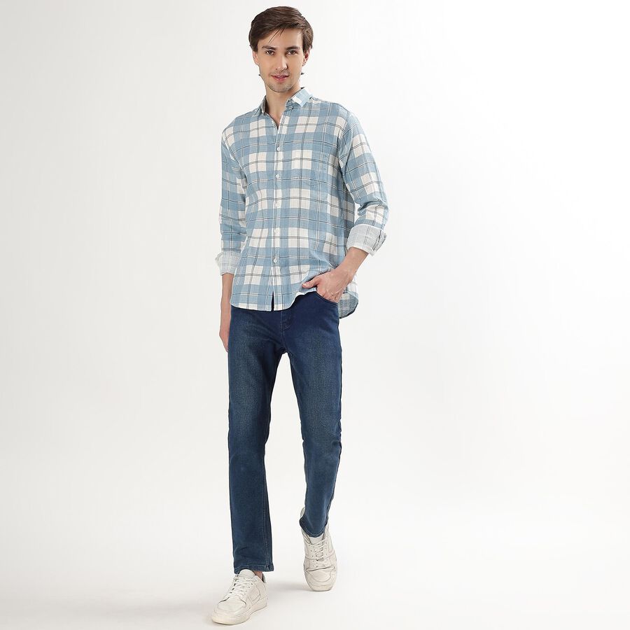 Men's Light Blue Cotton Regular Collar Casual Shirt, Light Blue, large image number null