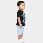 Infants' Navy Blue 100% Cotton Round Neck Dinosaur Printed Baba Suit, Navy Blue, small