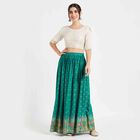 Printed Lehenga Skirt, Teal Blue, small image number null