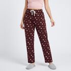 Women's Wine Straight Fit Floral Printed Cotton Blend Pyjama, वाइन, small