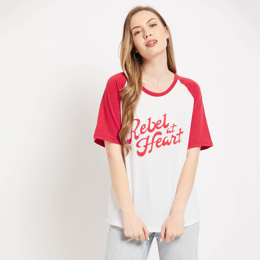 Round Neck T-Shirt, Red, large image number null