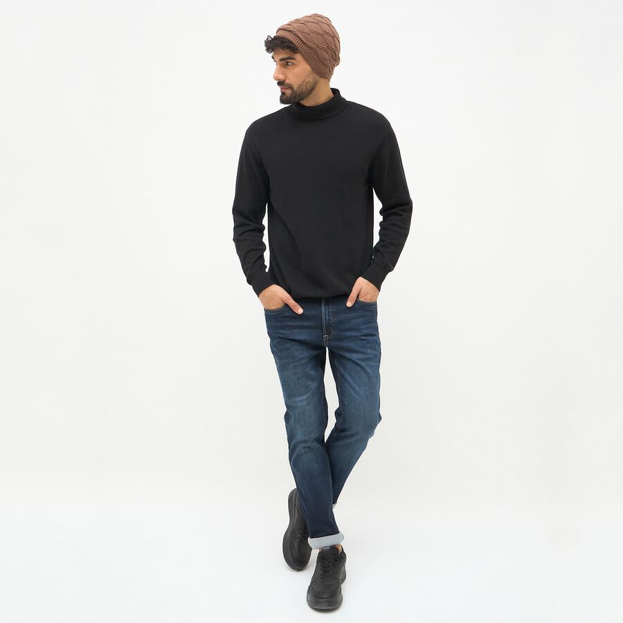 Men's Warm Mocha Brown Knitted Beanie Cap, भूरा, large image number null