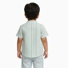 Infants Light Sage Green Cotton Half Sleeve Mandarin Collar Casual Shirt, Light Green, small image number null