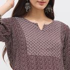 Women's Deep Maroon Notch Neck Printed Kurta, वाइन, small image number null