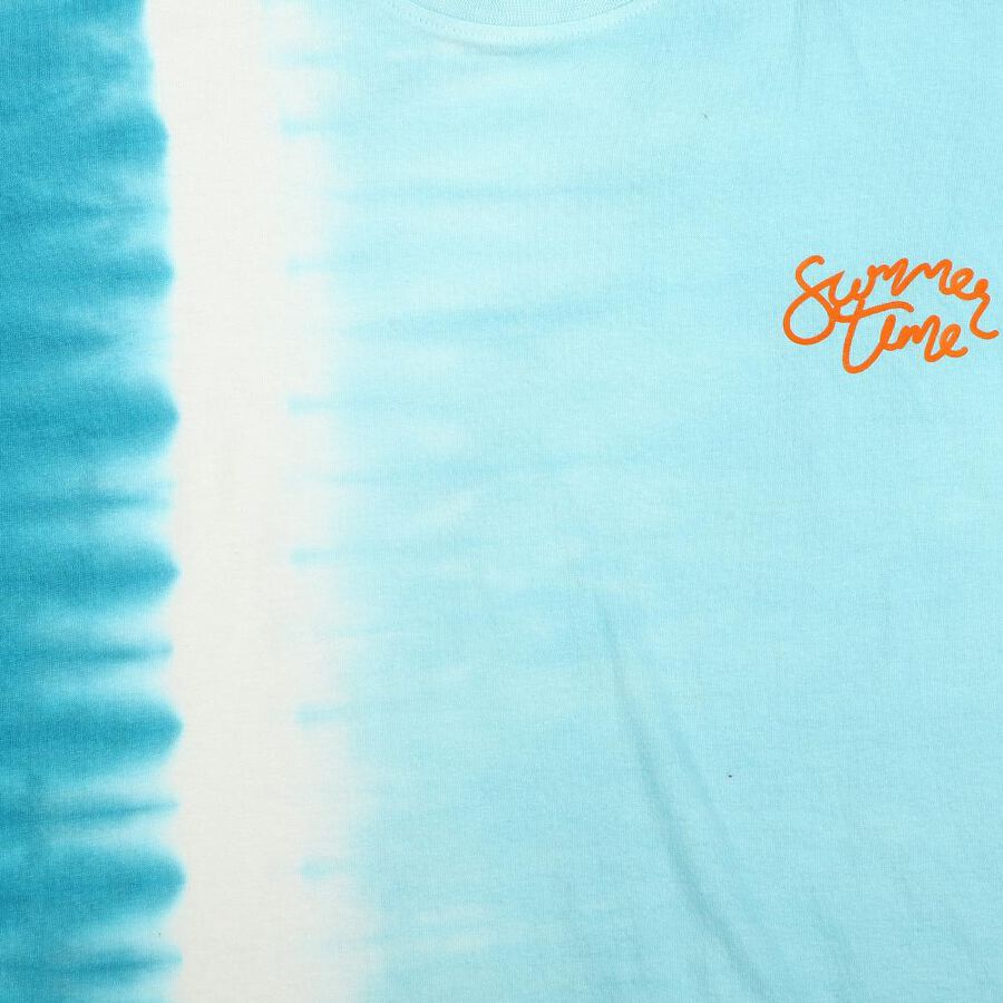 Boys Aqua Cotton Round Neck Casual Boys T-Shirt, एक्वा, large