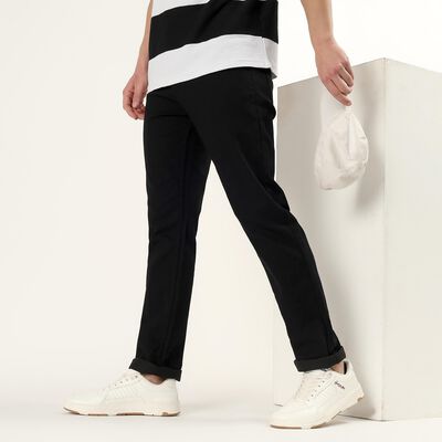 Men's Black Blue Slim Fit Washed Jeans