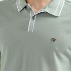 Men's Light Sage Green Polo Collar Preppy T-Shirt, Light Green, small image number null