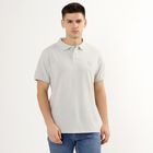 Men's Collared Half Sleeves T-Shirt, Melange Light Grey, small image number null