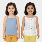 Girls Blue and White Cotton Square Neck Casual Vest, Light Blue, small