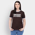 Ladies' 100% Cotton Round Neck T-Shirt , Brown, small