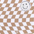 Infants' Beige Cotton Round Neck Checkered Baba Suit, Beige, small