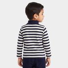 Boys' Navy Blue High Neck Striped Pullover, Navy Blue, small