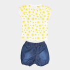 Infants Cotton Printed Shorts Set, Yellow, small image number null