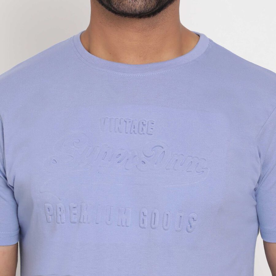 Solid Round Neck T-Shirt, Purple, large image number null