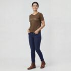 Women's Olive Round Neck Minimalist T-Shirt, ओलिव, small