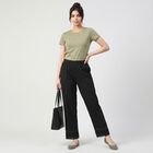 Women's Black Regular Fit Lace Hem Palazzos, Black, small
