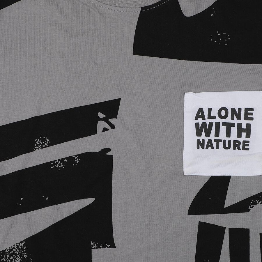 Boys Charcoal Cotton Round Neck Casual Half Sleeve T-Shirt, Charcoal, large