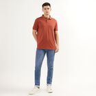 Men's Rust Polo Collar Casual T-Shirt, Rust, small