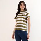 Women's Olive Round Neck Casual T-Shirt, Olive, small