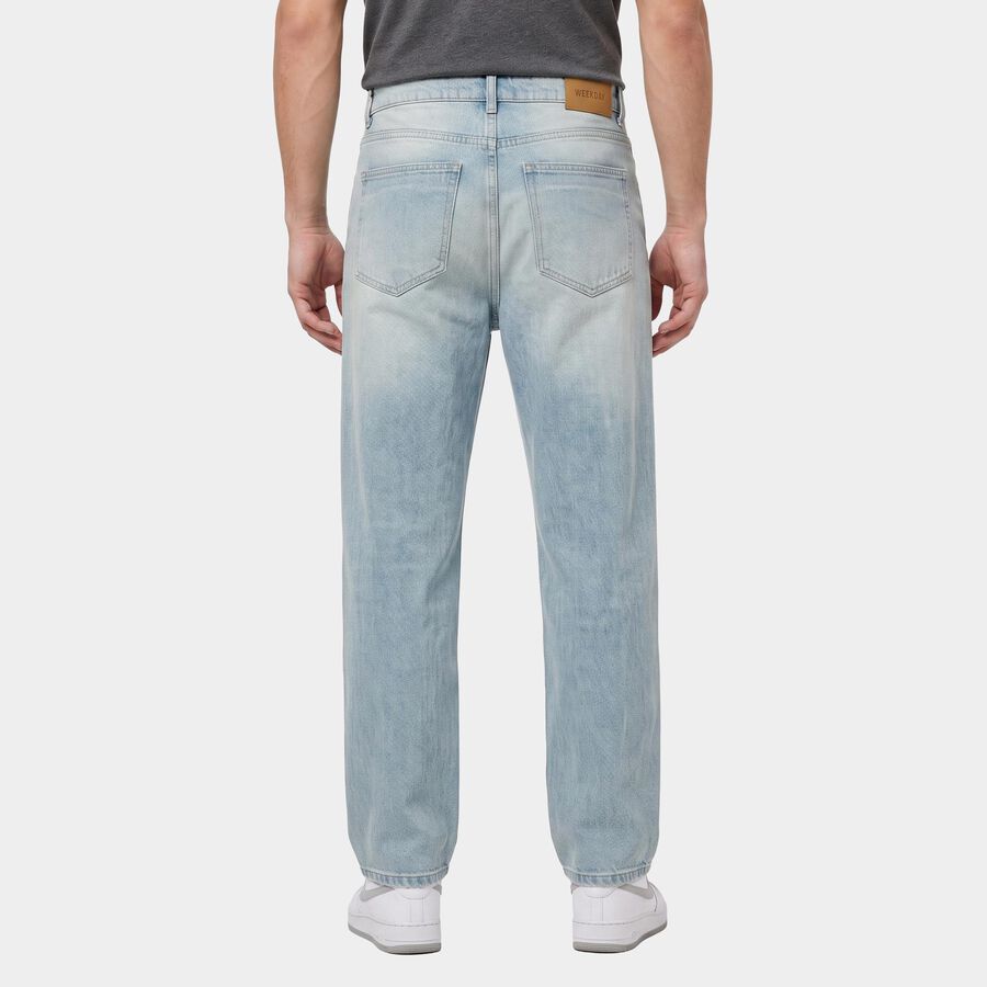 Men's Light Blue Straight Fit Light Wash Jeans, हल्का नीला, large