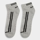 Men's Grey, White and Black Regular Fit Striped Ankle Socks Pack of 3, White, small