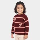Girls Fuchsia Crew Neck Striped Pullover, Fuchsia, small
