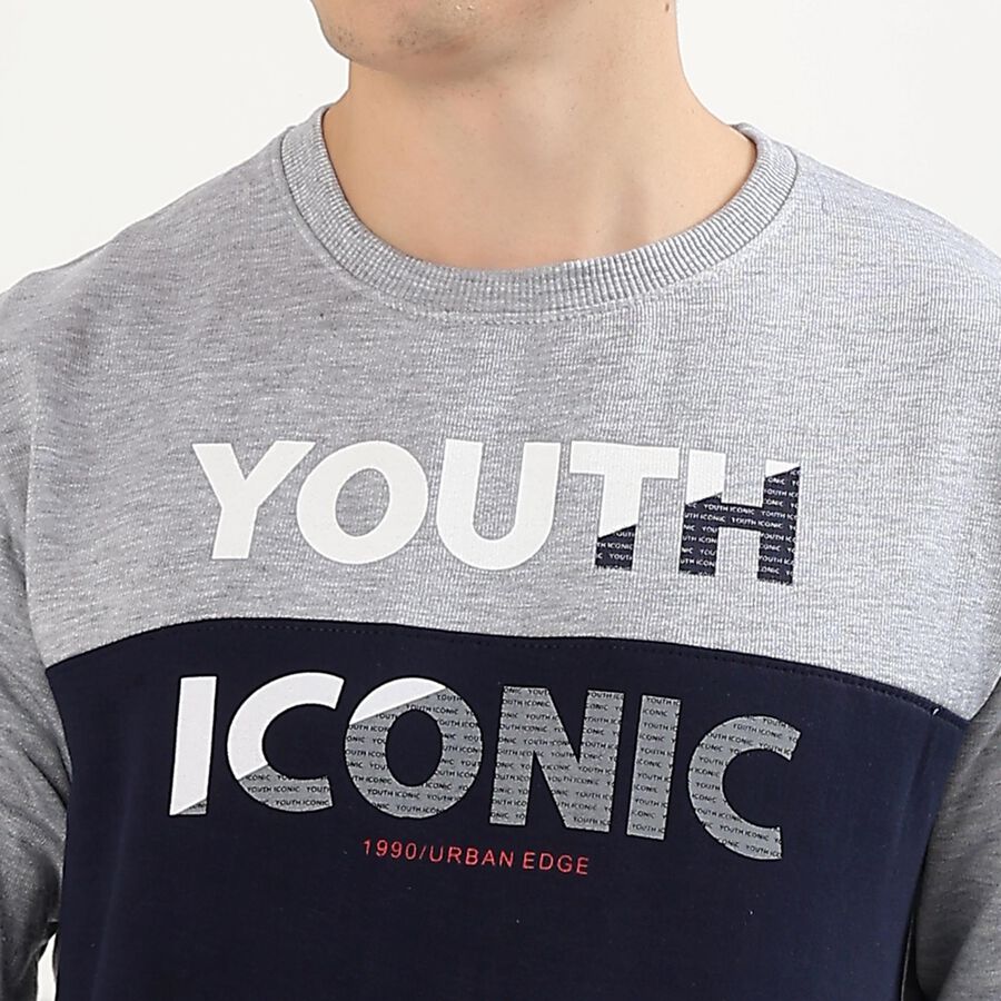 Men's Deep Midnight Navy Blue Crew Neck Casual Sweatshirt, नेवी ब्लू, large image number null